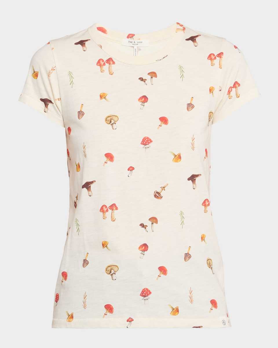 Crewneck Mushroom-Print T